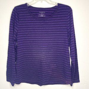 Talbot long sleeve striped sparkle shirt womens crewneck